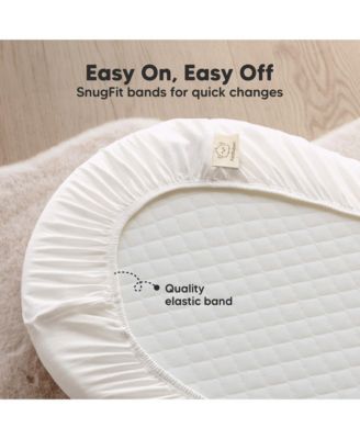 2pk Soothe Waterproof Bassinet Sheets for Girls, Boys, 33x17 Universal Baby Bassinet Mattress Protector Cover