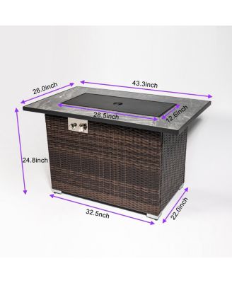 44inch Outdoor Fire Pit Table, Propane Fire Table with Ceramic Tabletop Gas Fire Table