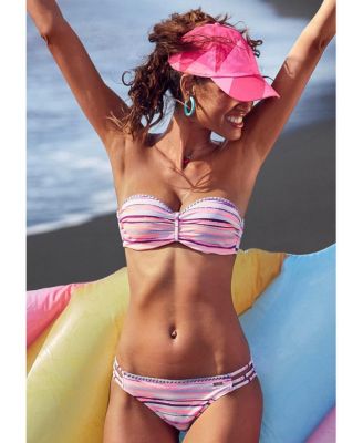 Women's Printed Crochet Bandeau Bikini Swimsuit Top Bra Sizing