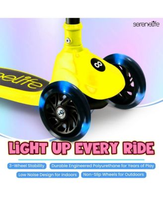 3-Wheel Foldable Kids Scooter - Child Toy Scooter with Built-in LED Wheel Lights, and Easy Maneuvering Lean-to-Steer Technology (Yellow)