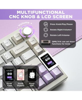 AL80 Wireless Mechanical Keyboard,Full Aluminum CNC, Smart LCD Display,Hot Swappable Gasket Mount 75% Layout (Beige, Cocoa Cream V2 Switch)