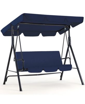 3-Person Metal Patio Swing with Removable Cushion Patio Swing Outdoor Porch Swing Chair for Adults for Garden Backyard Deck
