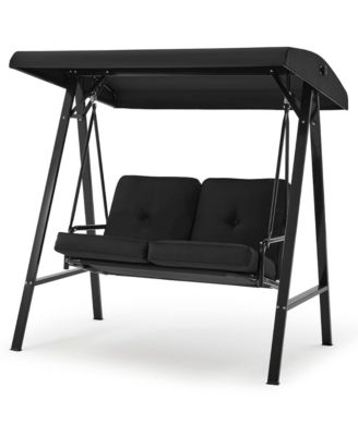 2-Person Metal Patio Swing with Removable Cushion Patio Swing Outdoor Porch Swing Chair for Adults for Garden Backyard Deck