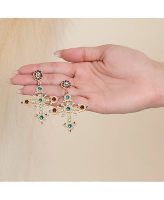 Boho Luxe Cross Drop Earrings