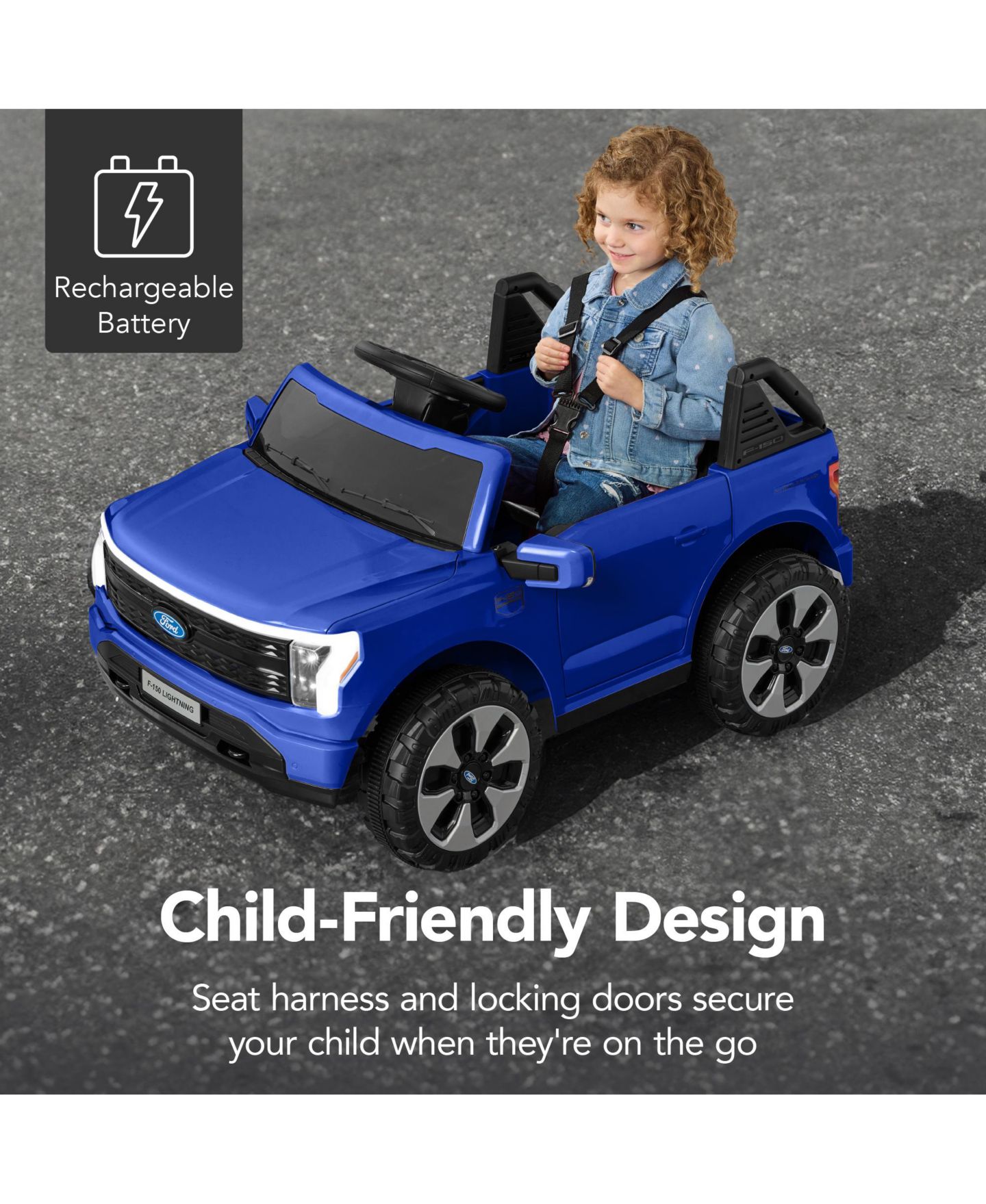 Детская игрушка Best Choice Products Ford Lightning 12V Powered Ride-On Car with Remote Control, 66 lbs., 3–6 лет, цвет: Синий — фото 5