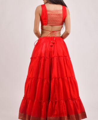 Women's Tiered Shimmer Lehenga Choli