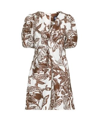 Women's Linen Above the Knee Puff Sleeve Dress