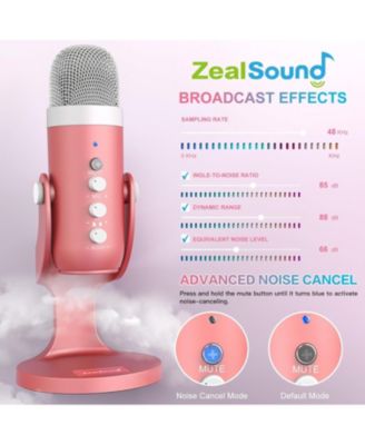Pink USB Gaming Mic, Quick Mute for Phone, PC, PS5, Gain Control, Echo & Monitor Volume, Streaming, Vocal Recording, ASMR, Podcast, Video