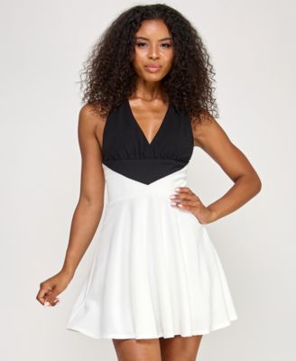 Juniors' Halter Fit & Flare Dress