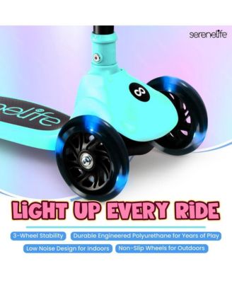3-Wheel Foldable Kids Scooter with LED Wheel Lights, Foldable Seat & Lean-to-Steer Technology – Child Toy Scooter (Turquoise Blue)