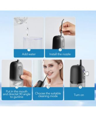 Operan Cordless Water Flosser, Portable Electric Water Dental Flossers, Rechargeable Oral Irrigator for Travel with 4  Modes and 4Nozzles