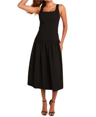 Women's Drop Waist Peplum Midi Dress