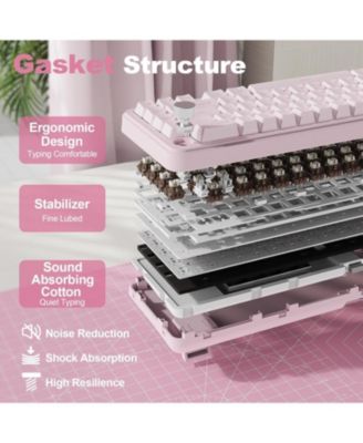 B68 Wireless Mechanical Keyboard,Tri-Mode BT5.0/2.4GHz/USB-C,Cute PBT Keycaps,Hot Swappable Creamy Typing Gasket (Cocoa Cream V2 Switch)