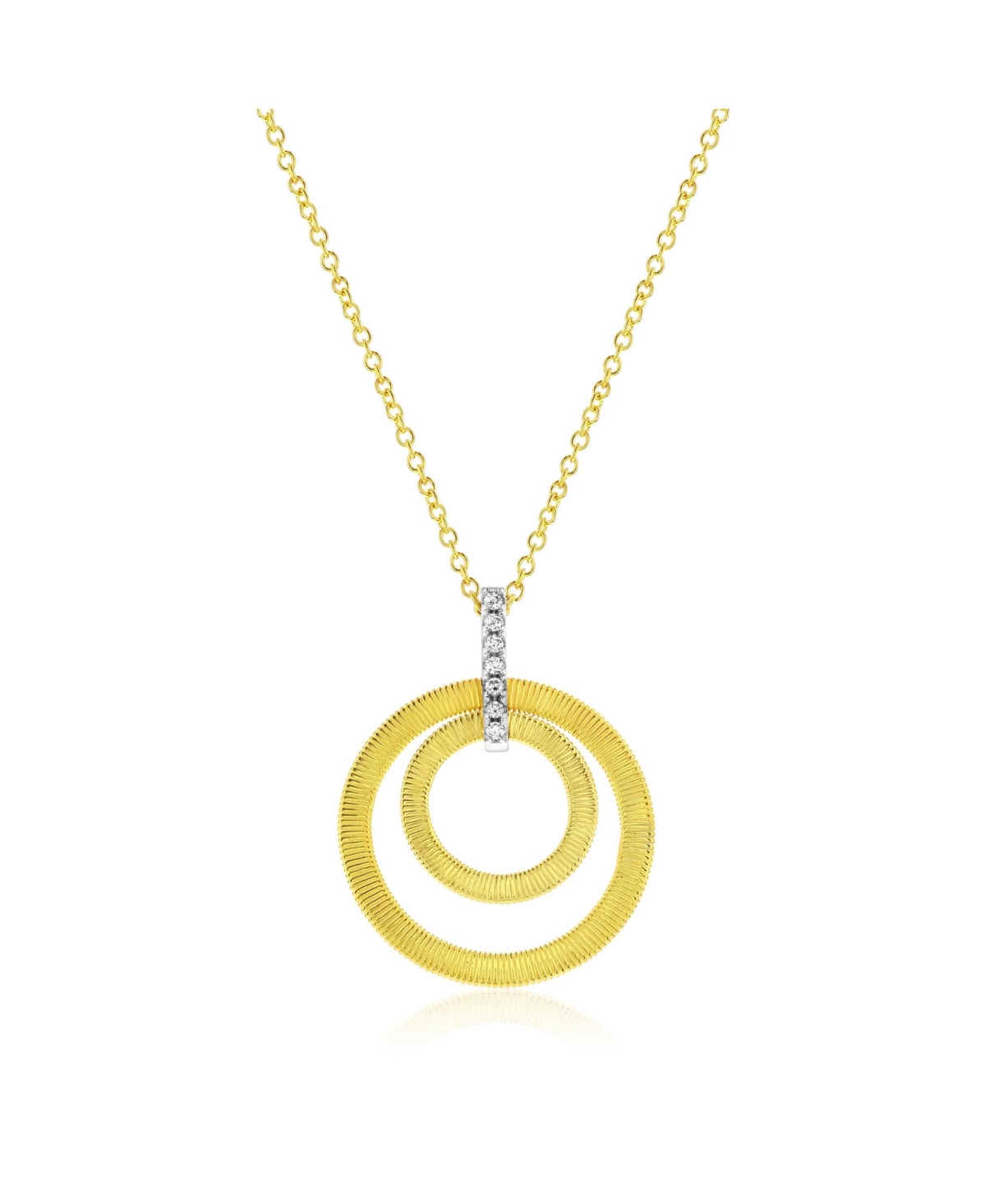 Suzy Levian Sterling Silver & Cubic Zirconia Coil Double Open Circle Pendant Necklace - Golden
