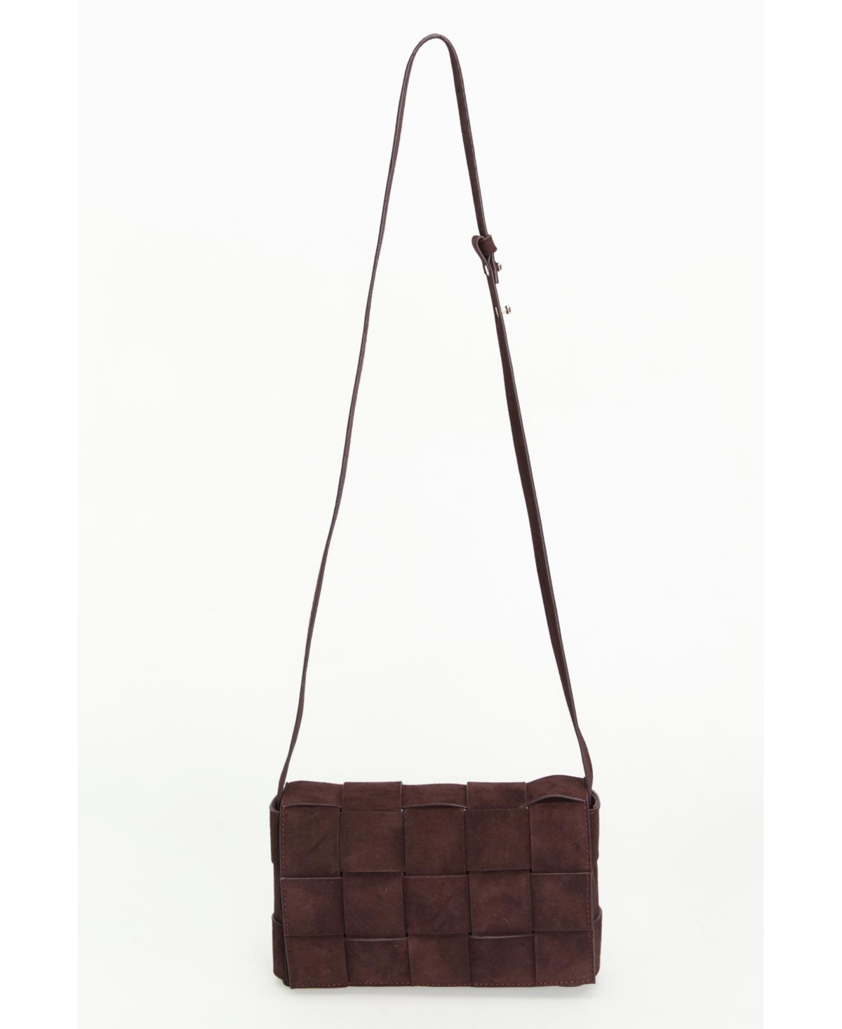 Women's Woven Suede Shoulder Bag, Created for Macy's - Dark brown