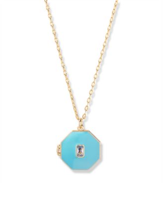 Gold Plated Cali Enamel Short Pendant Locket Necklace