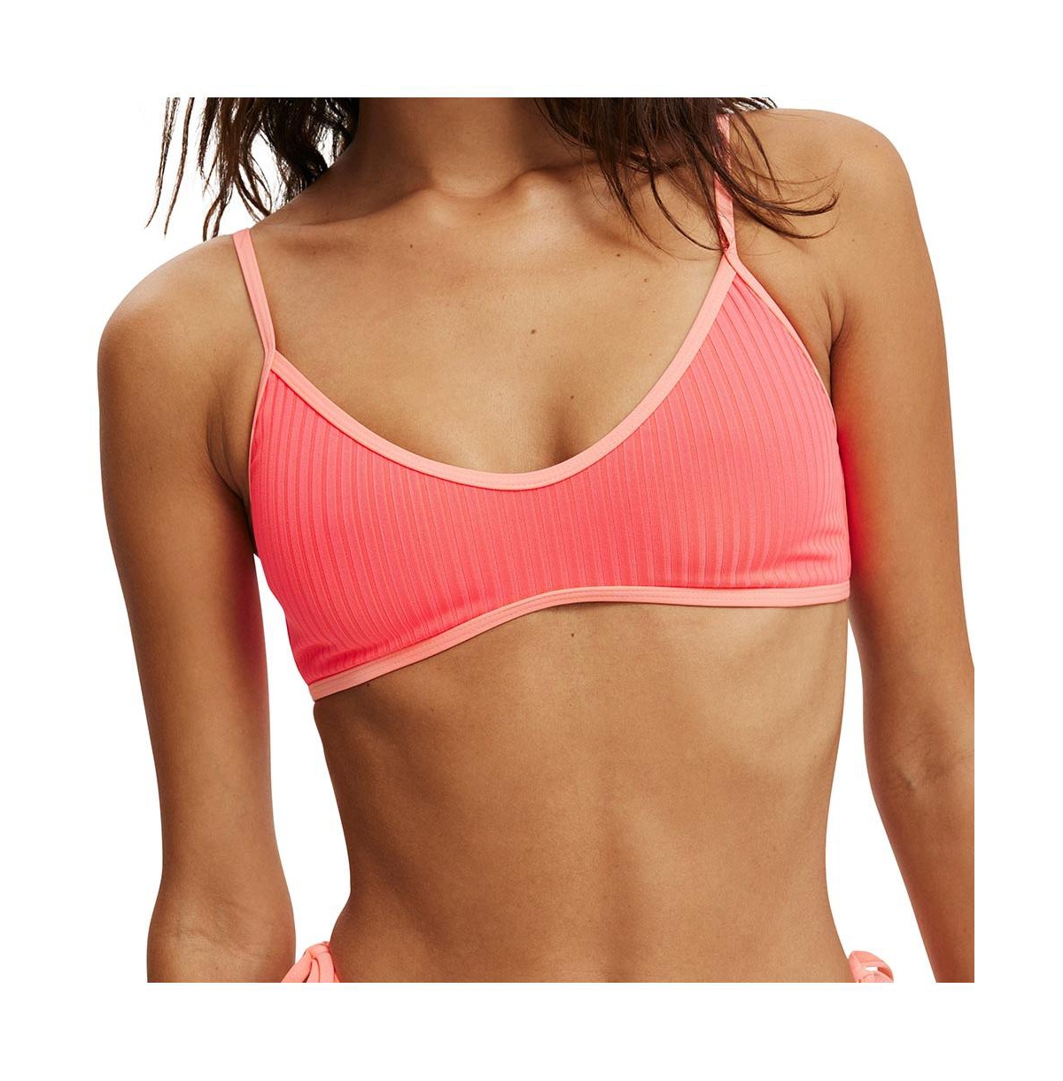 Women's Super Scoop Bikini Top - Pink flash rib