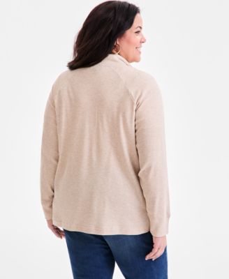 Plus Size Waffle-Knit Half-Zip Top, Macy's Exclusive