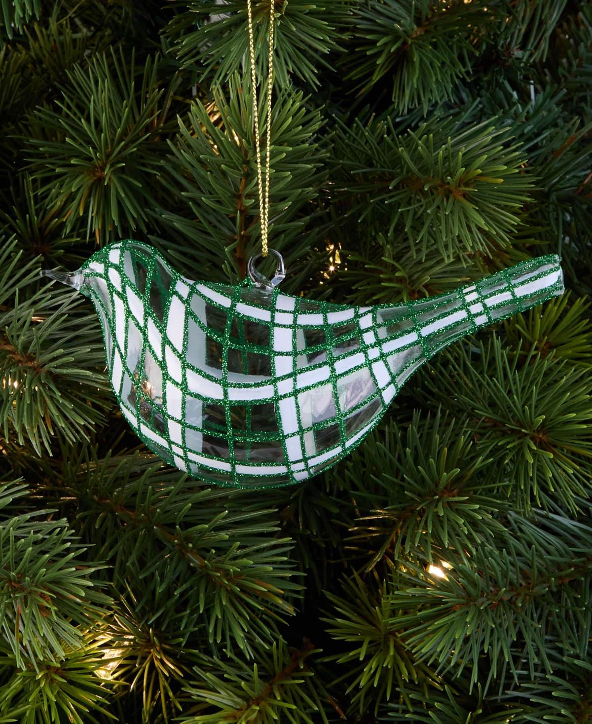 Holiday Lane Enchanted Emerald Glittered Glass Bird Ornament, Macy's Exclusive In Transparent