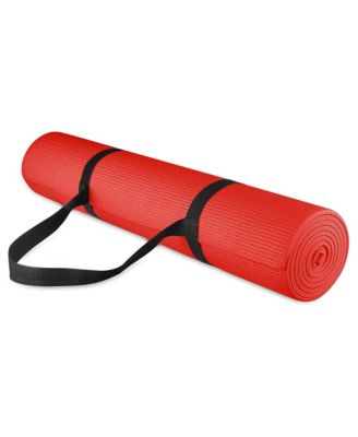 All Purpose High Density No Tear Exercise Mat w/Strap, Red