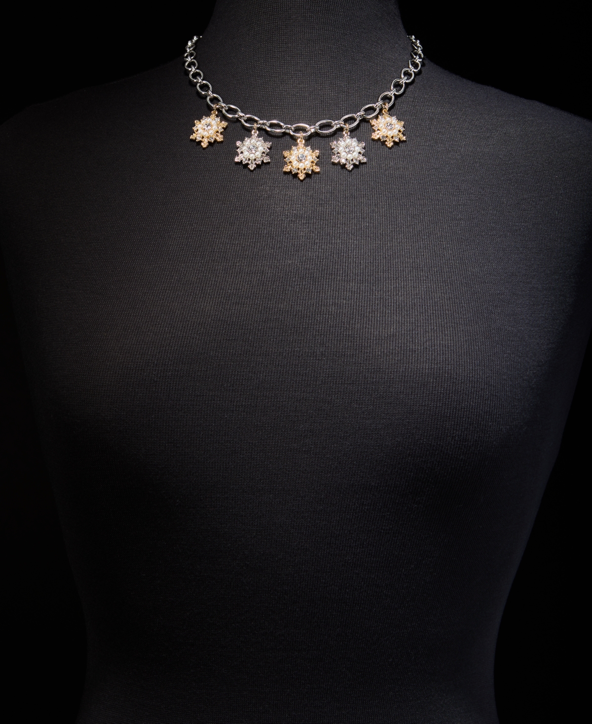Holiday Lane Two-Tone Snowflake Charm Necklace, 17-1/2" + 2" extender