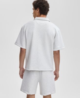 Men's Relaxed-Fit Heathered Quarter-Zip Scuba Polo Shirt, Macy's Exclusive