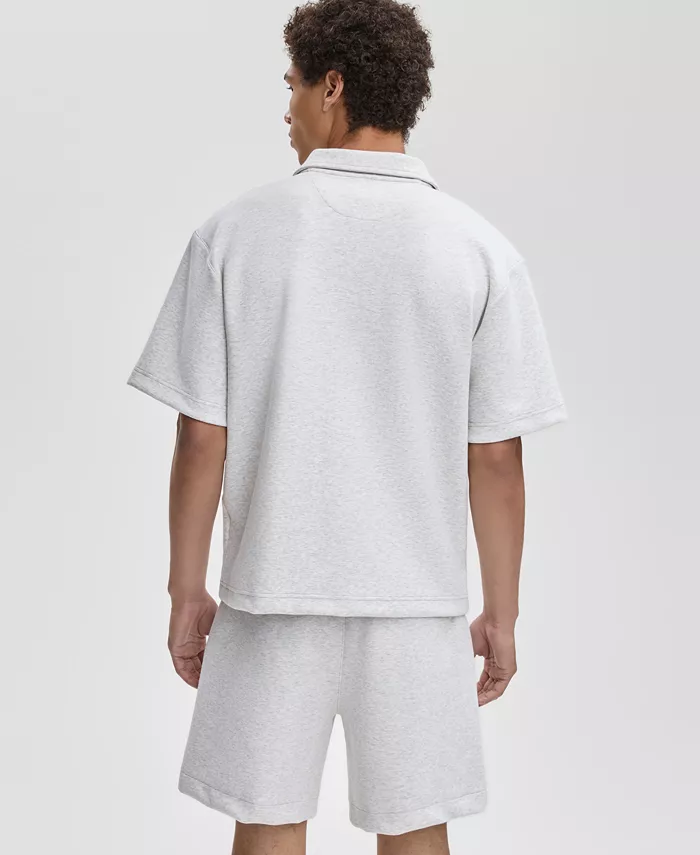 Men's Relaxed-Fit Heathered Quarter-Zip Scuba Polo Shirt - thumbnail 9