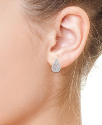 EFFY&reg; Lab Grown Diamond Tear-Shape Drop Earrings (1-1/5 ct. t.w.) in 14k White Gold