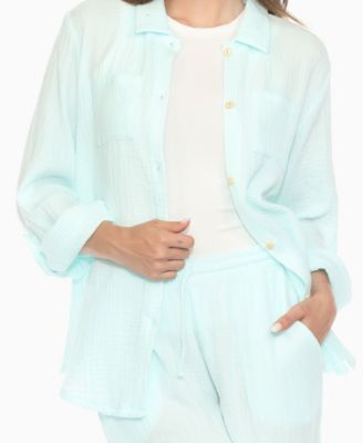 Women's Long Sleeve Button Down Cotton Gauze Set