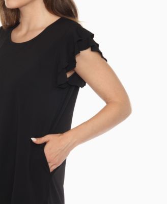 Women's Ruffle Sleeve Solid Top
