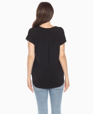 Women's Folded Short Sleeve Solid Top