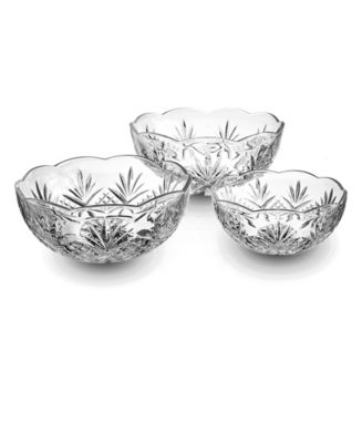 Godinger Dublin Crystal Scalloped 3 Piece Serving Bowl Set - Macy's