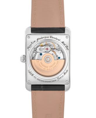 Men's Swiss Automatic Carree Black Leather Strap Watch 30mm