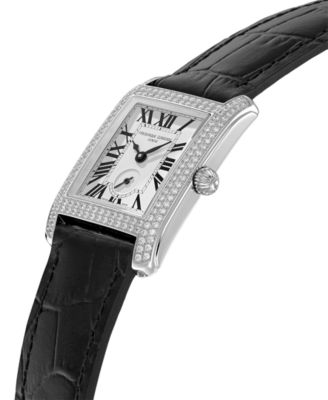 Women's Swiss Carree Diamond (1-1/4 ct. t.w.) Black Leather Strap Watch 25mm