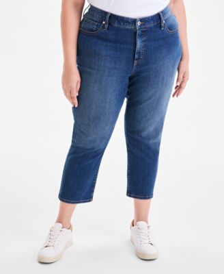 Plus Size Mid Rise Slim Straight Ankle Jeans, Macy's Exclusive