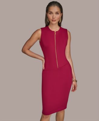 Women's Scuba Front-Zip Sheath Dress