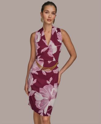 Petite Printed Chain-Belt Dress