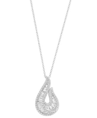 EFFY&reg; Lab Grown Diamond Tear-Shape Pendant Necklace (1-1/5 ct. t.w.) in 14k White Gold, 17" + 1" extender