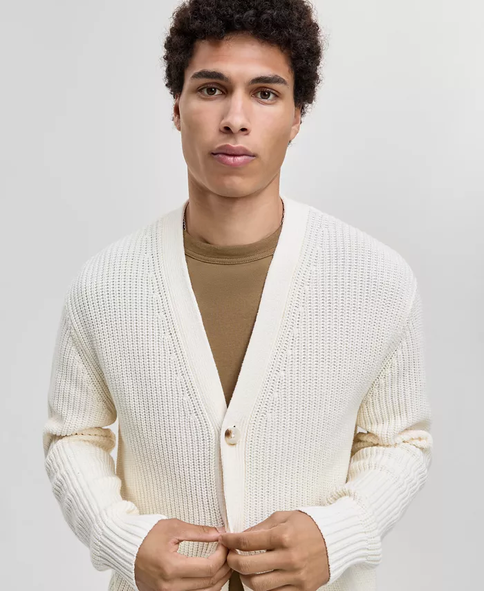 Men's Shaker-Stitch V-Neck Cardigan - thumbnail 7