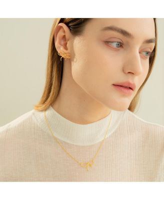 Sterling Silver 18k Gold Plated Colette Chic Ribbon Necklace