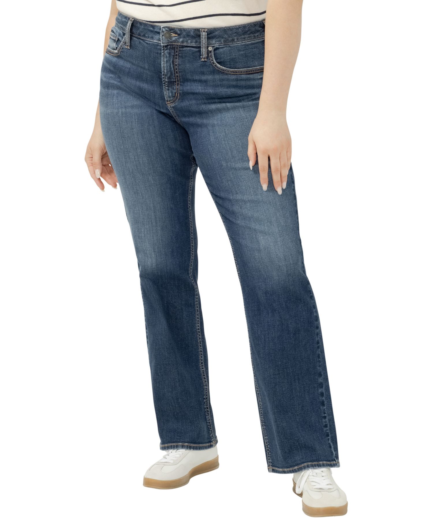 Plus Size Elyse Mid Rise Comfort Fit Bootcut Jeans