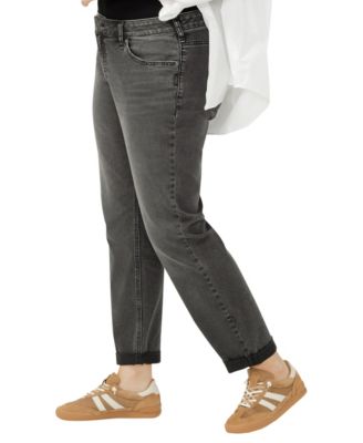 Plus Size Boyfriend Mid Rise Slim Leg Jeans