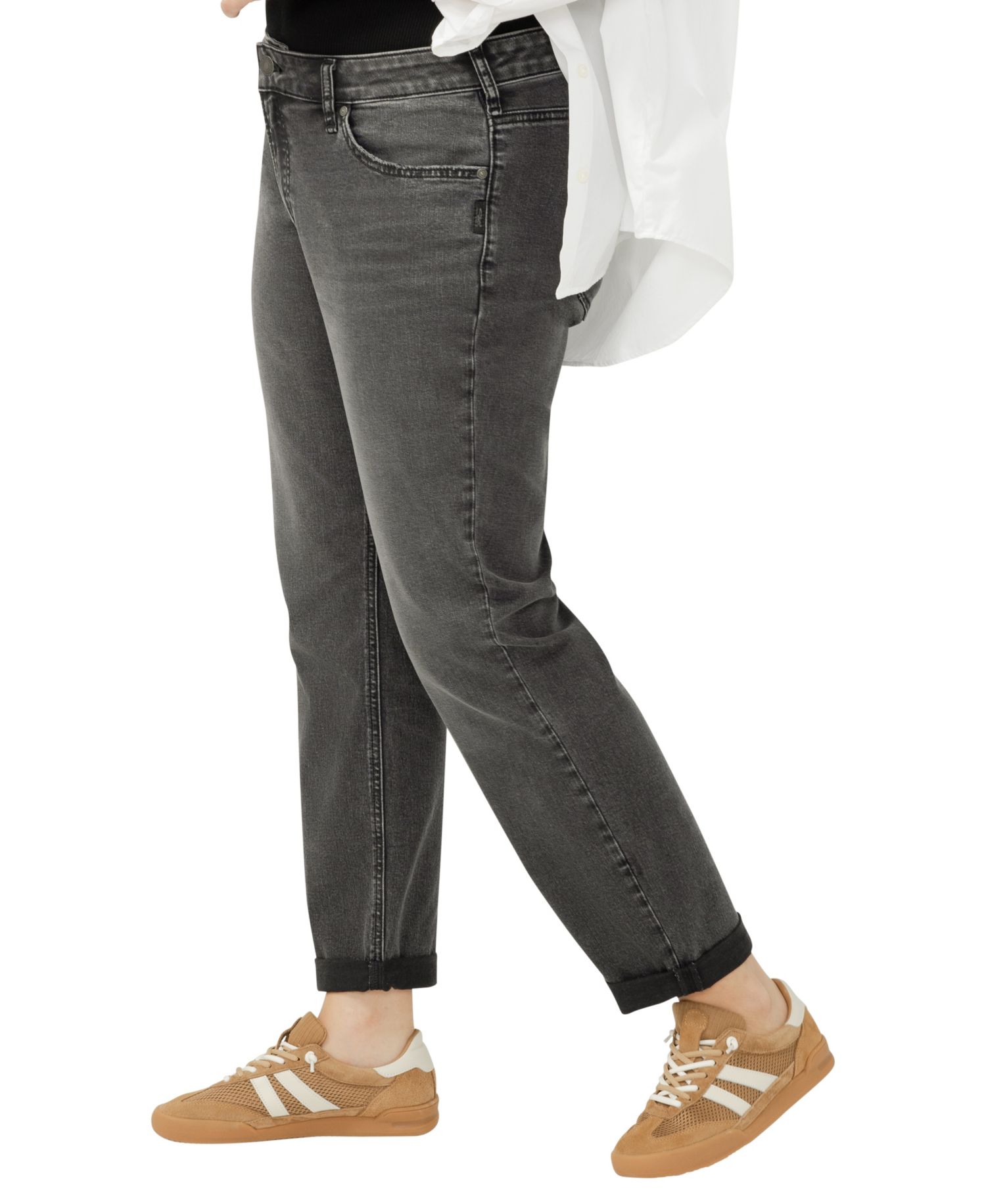 Plus Size Boyfriend Mid Rise Slim Leg Jeans