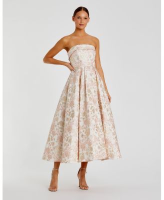 Mac Duggal Women's Strapless Floral Brocade A Line Midi