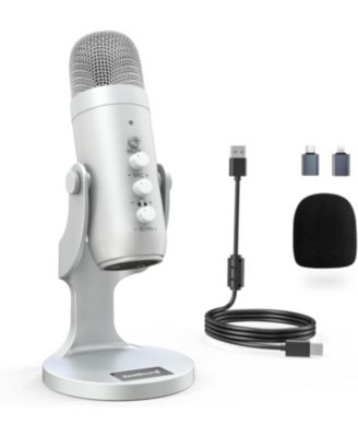 USB Microphone k66s Silver and Furry Windscreen d65k