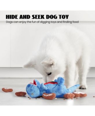 9 in 1 Dinosaur Plush Dog Toys, Christmas gift,Funny Stuffed Dino Puzzle Toy with 8 Fossil-Shaped Squeaky and Crinkle Toys