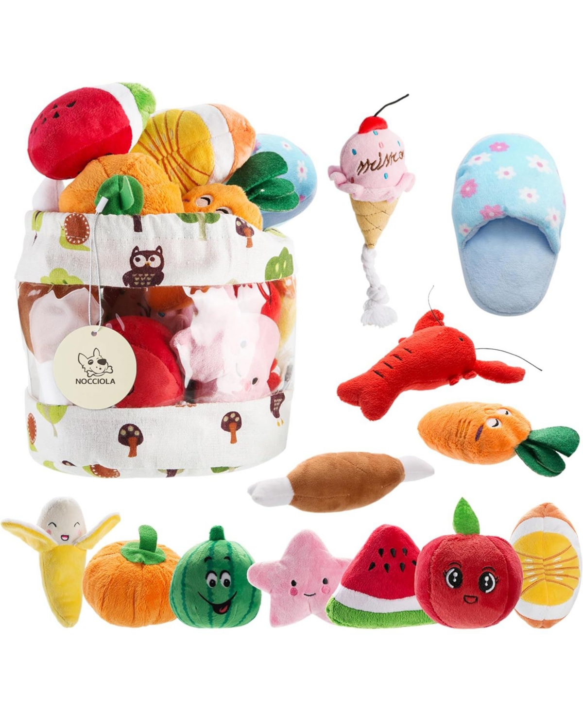12 Pcs Dog Squeaky Toys with Takeout Bag, Christmas gift,Cute Plush Small Dog Toys for Small to Medium Dogs