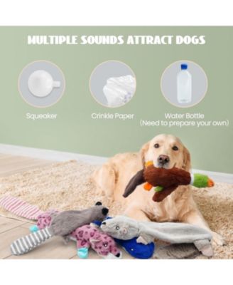 5 PCS Jungle Series Plus Squeaky Stuffless Dog Toys, Belly Pouch to Hold Bottles for Bonus Crinkle, Durable Dog Toys for Aggressive Chewers