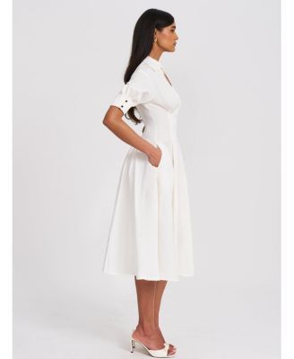 Women's Palina Lyocell Pleated Midi Preppy Shirt Dress