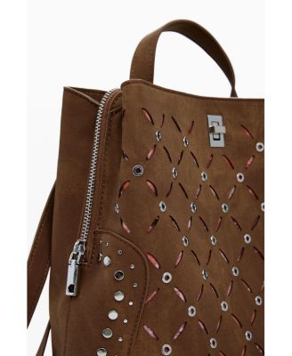 Women's Small perforated backpack with studs